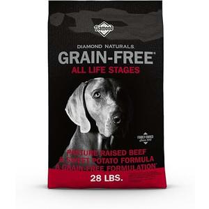 Diamond Naturals Grain-Free Pasture Raised Beef & Sweet Potato Formula For Dogs Net WT. 14 LBS. (6.35 KG), BBD 02/15/2027