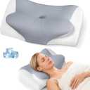 Cervical Neck Pillow - Ergonomic Contour Cooling Memory Foam Pillows for Neck and Shoulder Pain Relief, Orthopedic Bed Pillow for Side Back Stomach Sleeper with Washable Pillowcase