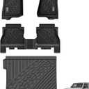 3W Floor Mats&Cargo Liner Compatible for Jeep Wrangler JL 2018-2024 2025 Unlimited 4-Door with Subwoofer (Non JK or 4XE) All-Weather TPE Floor Liner for 1st, 2nd Row and Trunk Full Set Car Mats,Black