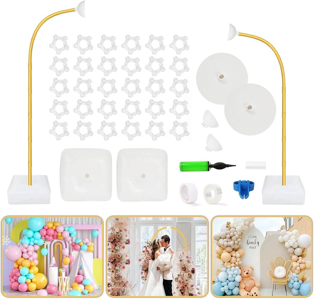Bazen 8.2ft & 6ft Balloon Arch Kit Free Bending Shape Half Balloon Arch Stand with Base Floor Balloon Garland Stand Arch Frame Backdrop Stand for Wedding Baby Shower Birthday Yard Lawn Decorations