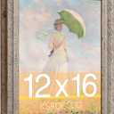 12x16 Picture Frame, HD Real Glass 12x16 Ornate Vintage Photo Frame, 12 by 16 Oil Painting Poster Frame with Vintage Silver Border and Distressed Rust-Like Finish, Horizontal & Vertical Display for Tabletop or Wall Decor (1 Pack）