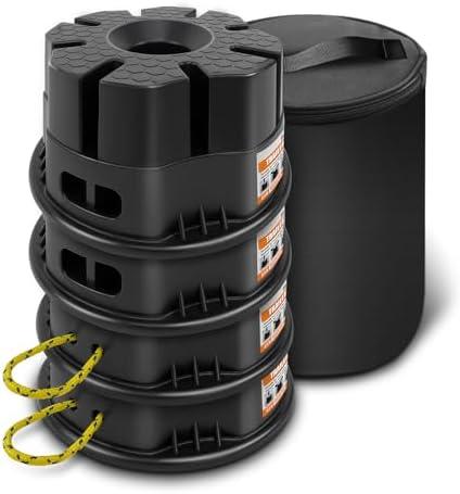 HOXWELL 4PCS 6''H RV Trailer Jack Block with Bag, Camper Stabilizer Blocks for Travel Trailer, Use for Any Tongue Jack, Post, Foot, 5th Wheels, Round or Square or Scissor Stabilizer