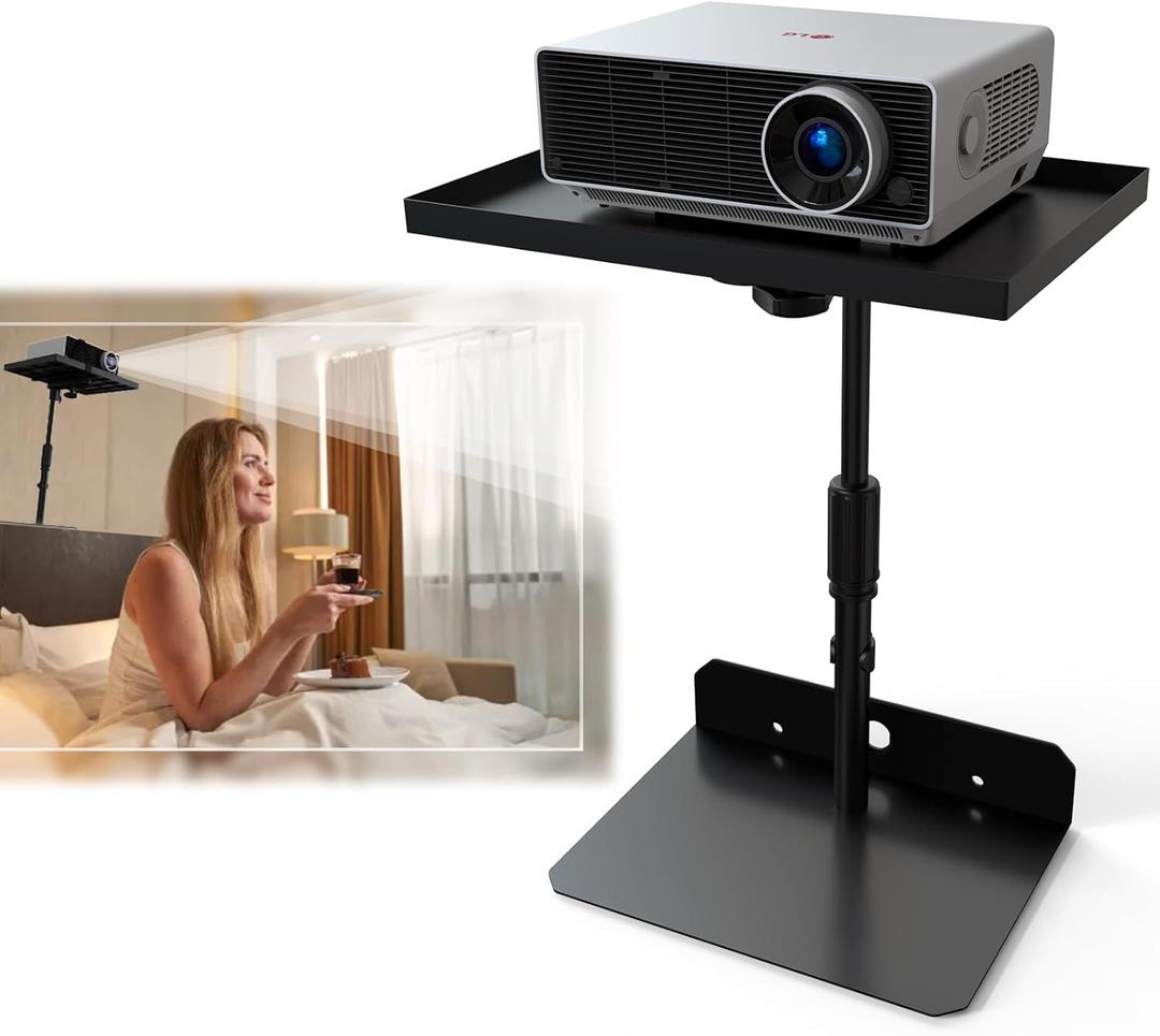 Projector Stand From 9.5 "to 14.7",Height AdjustableHidden Shelf Desktop No Drilling, Projector For Desktop, Bedside Table, Bed, Home Office, Stage, Studio, DJ Rack Bracket Installation