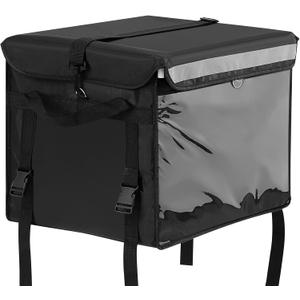 CroBlissful Insulated Food Delivery Bag for Bike with Rear Rack Pizza Delivery Box with Shoulder Belt and Internal Accessories Waterproof, Internal Dimensions(Black,19.2 x 15.5 x 16.1 Inches)