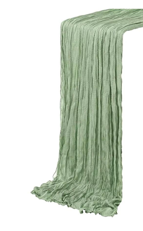 Sage Green Cheesecloth Table Runner 32 x 9Ft inch Gauze Table Runners,Semi Sheer Boho Cheese Cloth Fabric Table Runner Bulk for Wedding,Party,Baby Shower,Bridal Shower Decoration 1 Pack