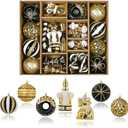 SHareconn 70pcs Christmas Balls Ornaments Set, Shatterproof Plastic Baubles for Xmas Tree Holiday Wedding Party Decorations with Hanging Strings, Black, White and Gold