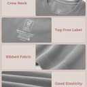 BAMBOO COOL Women's Seamless Tight T-Shirts Slim Fit Basic Ribbed Tees Short Sleeve Crew Neck Top (Gray, M)