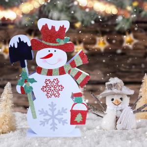 Snowman Christmas Decorations,Wooden Snowman Figurine w Flitter Printing Among Christmas Floor Decor,Large Christmas Decorations Indoor,Snowman Decor Winter Decorations for Home