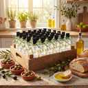 Suclain 24 Set 5 oz Homemade Olive Oil Bottles with Tags Leaf Decorations Glass Bottles with Leak Proof Screw Cap Funnel Clear Bottle for Greek Olive Oil Wedding Baby Shower Party Favors