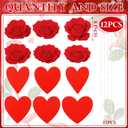 Thyle 12 Pcs Valentines Day Decorations Tree Ornaments Extra Large Red Heart Rose Picks Heart Cute Valentines Picks for Valentine's Day Tree Topper Home Vase Wedding Office Decor