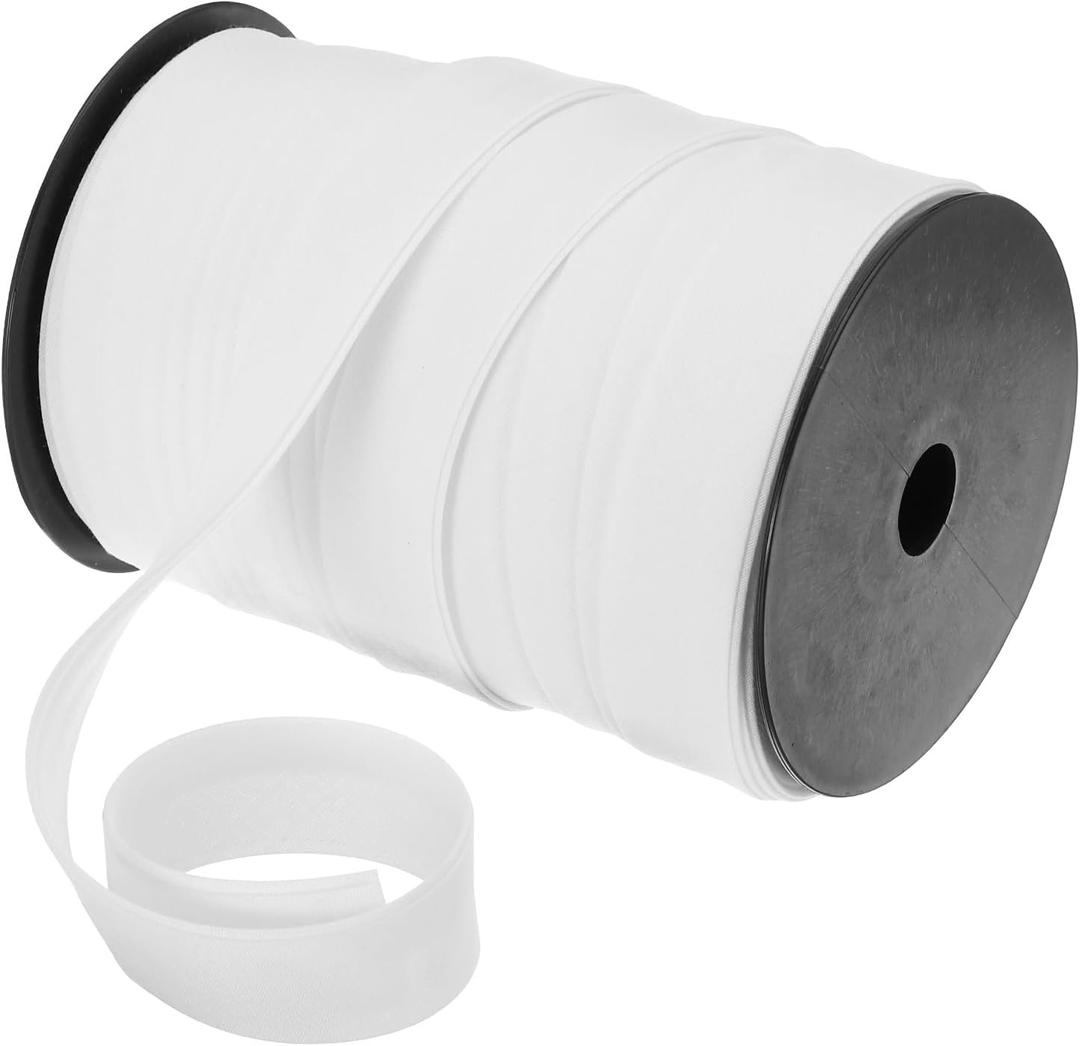 MECCANIXITY 1 Inch Double Fold Bias Tape Polyester Continuous Bulk Bias Tape for Sewing,Seaming Quilting Hemming Binding Crafts (White 55 Yards)