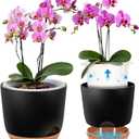 Self Watering Orchid Pots for Indoor Plants,5.8 Inch Macetas para Orqudeas,Flower Pots for Indoor Plants with Holes(Black) (2Pc 5.7IN)