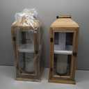 Bdor 2 Pack Lanterns Decorative - 27.5in New Zealand Pine Lanterns Decorative with Flameless Pillar Candles, Decorative Lanterns for Home Decor, Indoor Outdoor, Front Porch, Garden, Farmhouse Style (Large)