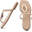 Shoe'N Tale Women's Flip Flops Slip On Square Open Toe Slides Sandals for Summer