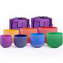 432HZ 6''-12'' Set of 7 Colored Crystal Singing Bowl Set Crystal Sound Healing Frosted Quartz bowls with 2 Case Bags and Rubber Mallets