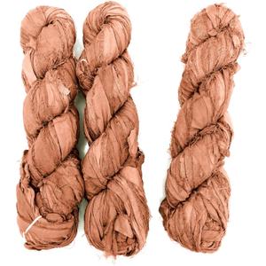100g Recycled Sari Silk Ribbon Yarn, Jewelry Making Trim - Peach