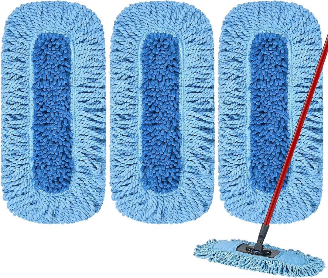 3 Pack Dust Mop Replacement Head for O-Cedar Dual-Action Dust Mop Pads Refills Microfiber Duster Mop Head Replacements Hardwood Floors Cleaning Washable Replace Pads No Handle
