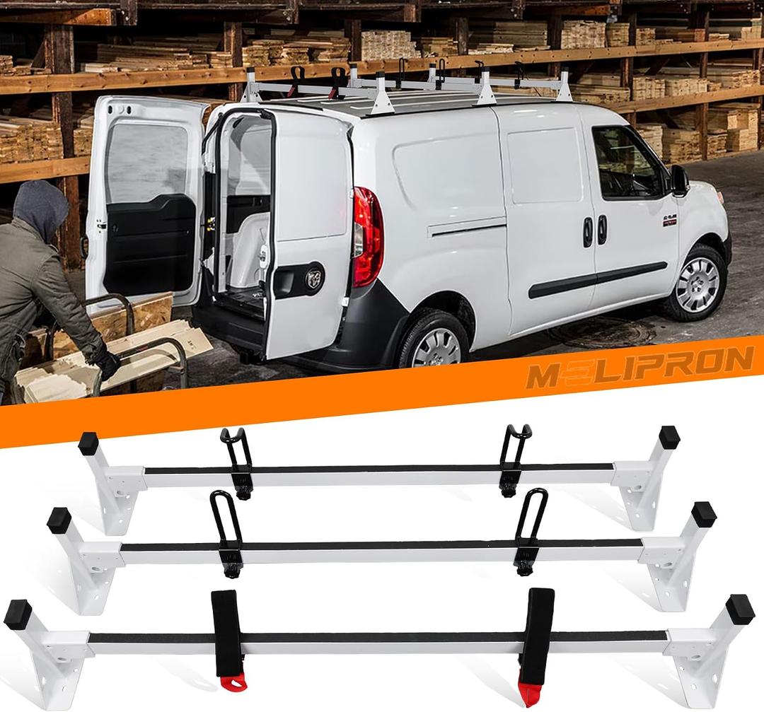 MELIPRON Cargo Van Roof Ladder Rack Fit for RAM ProMaster City 2015-2024 3 Crossbars