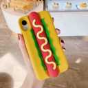 Kawaii Phone Cases Compatible with iPhone 12 Pro Max,Cute Cartoon Food Hot Dog Hamburger Women Girls 3D Soft Silicone Shockproof Cover for iPhone 12 Pro Max