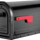 Architectural Mailboxes Roxbury Heavy Duty Steel Metal Post Mounted Mail Box for Outside, Black, Large Curbside Mailbox with Magnetic Latch