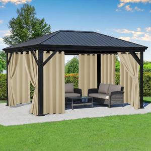 Outdoor Curtains for Patio Waterproof - 8 Panels Privacy Weatherproof Outside Curtains with Grommets for Pergola, Gazebo, Porch, Cabana, Balcony, 54 x 95 Inch, Cream