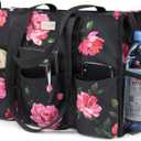 TOPDesign Utility Water Resistant Tote Bag with 13 Pockets, Top Zipper Closure & Thick Bottom Support, for Working Women (Medium, Peony)
