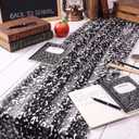 4 Pcs Back to School Table Runner 29 X 70 Inch Composition | Tulle Fabric for Teacher Desk, Bulletin Board Classroom Decor, Kindergarten Theme, Lightweight See-through Black White
