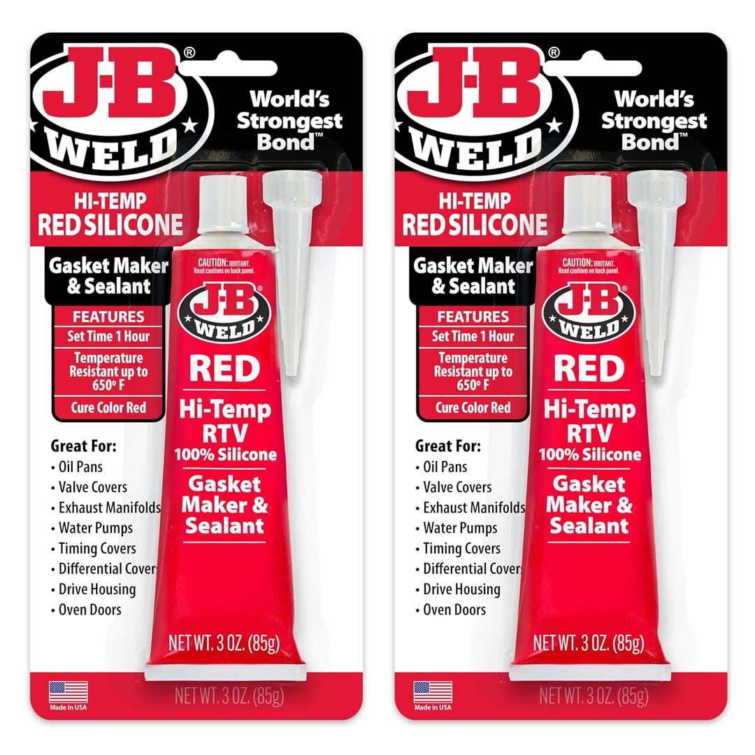 J-B Weld 31314 Red High Temperature RTV Silicone Gasket Maker and Sealant - 3 oz. - 2-Pack