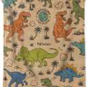 olpddz Colorful Cartoon Dinosaur Flannel Blanket Gifts for Boys Kids Animal Lover, 60x50inch, Dino, Tree and Rock Throw Blankets, for Bedroom, Couch, Living Room, Camping, Dorm Decor Throws