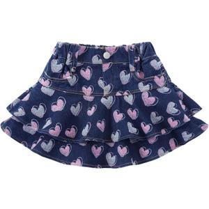 Flofallzique Girls Jean Skirts with Short Underneather Ruffle Toddler Denim Skorts 12Y