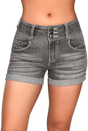 roswear Women's High Waisted Stretchy Denim Shorts Cuffed Jean Shorts Size XL