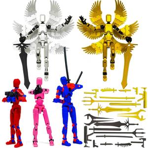 T13 Action Figure Set 5 Pack, Titan 13 Action Figure, Dummy 13 Action Figures, Nova 13 Robot Toy, 3D Printed Lucky T 13 Toy for 6-12 Years Old Kids, Grandson Birthday for Boys