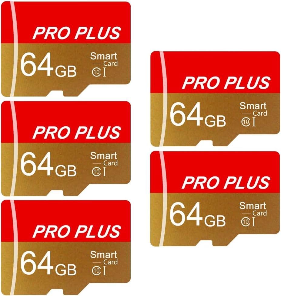 5 Pack TF Card 64GB with Adapter, High Speed Memory Card, UHS-I C10 A1 Memory TF Card for Tablet/Mobile Phone/Camera/Car Audio/Game Console (TF162 64GB-5 Pack)