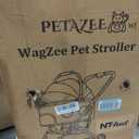 Dog Stroller for Small Medium Dogs & Cats Up to 50 lbs NTHUT WagZee Foldable Pet Stroller with 360 Mesh Windows, One-Click Fold, Reflective Trim, Storage Basket & Cup Holder (Black Teal)