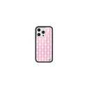 Wildflower Cases - Compatible with iPhone 16 Pro| Protective Black Bumper, 6.5ft Drop Test Certified, Women Owned Small Business | Plaid Checkered Unique Cute Trendy | Pink Gingham Hearts