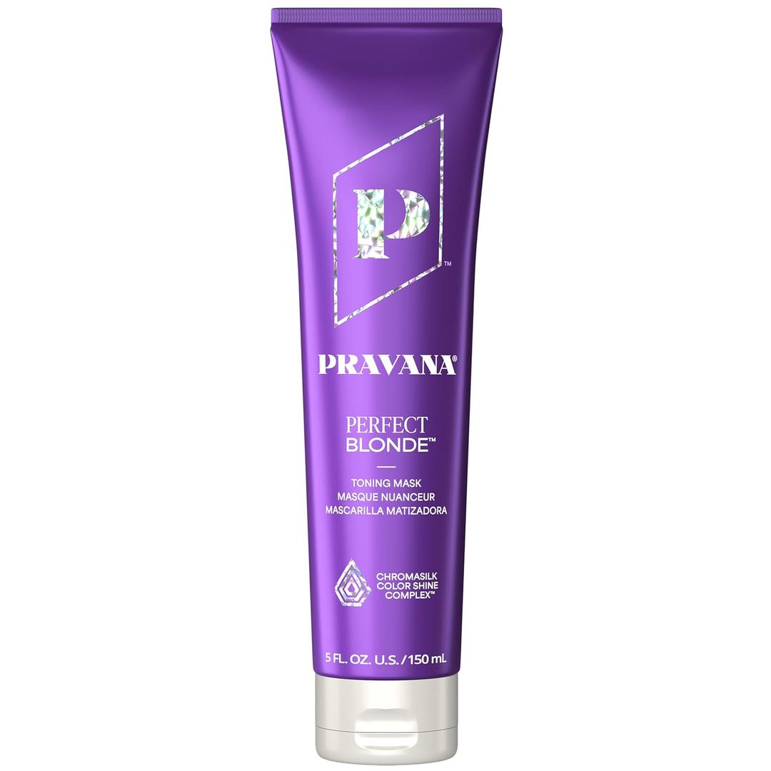 Pravana The Perfect Blonde Purple Toning Masque Treatment | Neutralizes Brassy, Yellow Tones | For Color Treated Hair | Chromasilk Enhances Shine & Protection | Vegan | Paraben & Sulfate Free