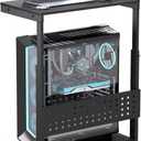 Computer Tower Stand/PC Tower Stand with Wheels, Dual Tier & 5-Level Adjustable CPU Holder Cart (23.2-33.5") Under Desk Floor PC Stand for Gaming & Home Office [Black]
