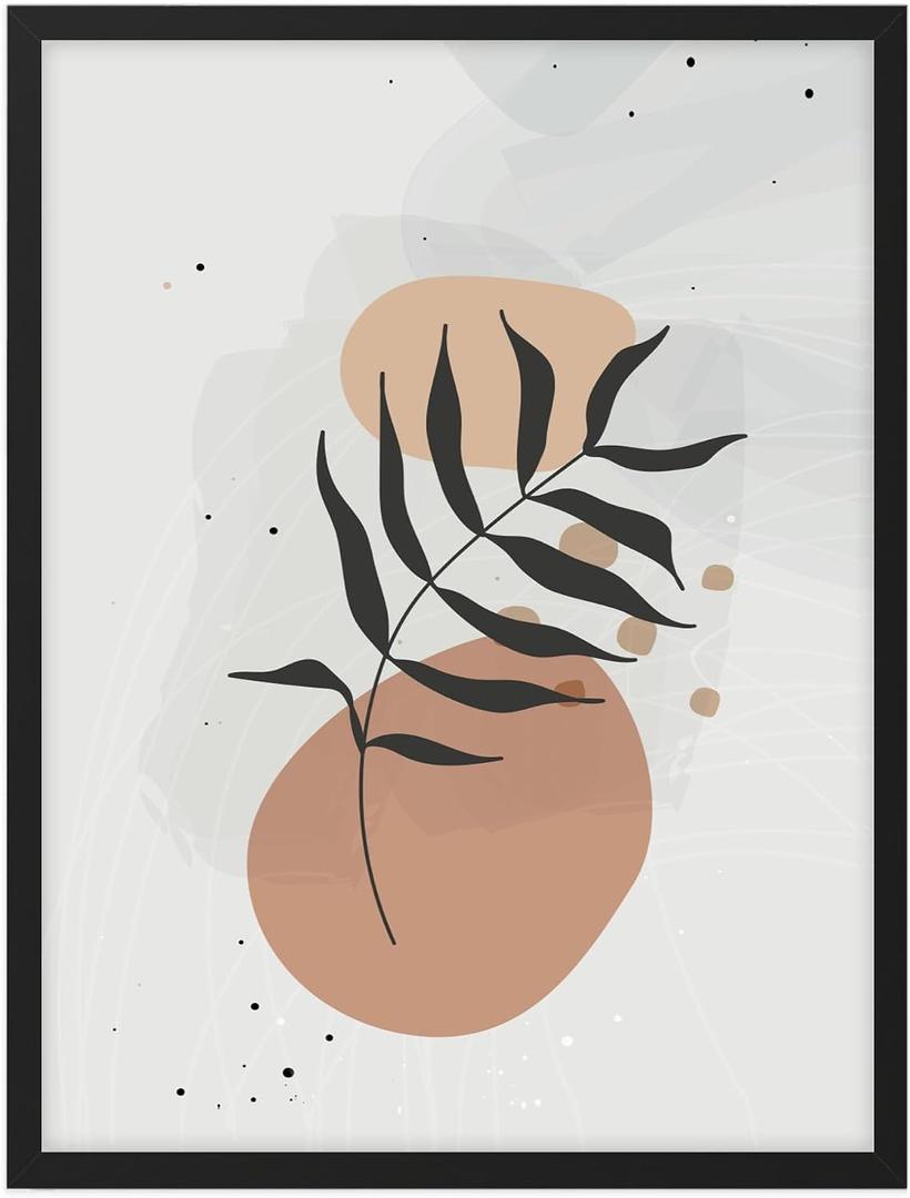 Ethan Taylor Botanical Wall Art Prints Unframed Posters 'Gray Bohemian Leaf' Home Dcor for Living Room, Bedroom, Office, 24 in x 36 in, Gray, Brown