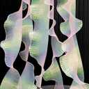 Newwiee 15 Yard Ruffle Pleated Chiffon Trim Jellyfish Organza Ribbons Ruffled Iridescent Ribbon Jellyfish Fabric Chiffon Ribbon Lace Fabric Trim for Jellyfishs Hat Lanter Skirt Costume(Iridescent)