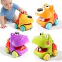 ALASOU Push and Go Animal Car Toys for 1 Year Old Boy Girl|Baby Toys 1 Year Old Boy Gifts for Toddlers 1-3|Vehicle Toy Set for Toddler Toys 1-2|1st Birthday Gift for Infant 6 9 12 18 Months