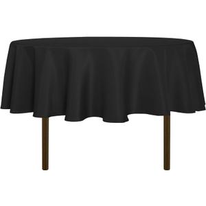 sancua Round Tablecloth - 60 Inch - Water Resistant Spill Proof Washable Polyester Table Cloth Decorative Fabric Table Cover for Dining, Buffet Parties and Camping, Black (Fits 20-48 Inch Tables)