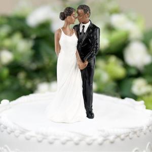 Cake Topper Figurines for Bride and Groom, African American Wedding Cake Topper Couple Wedding Anniversary