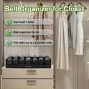 Belt Organizer, 7 Compartments Belt Organizer for Closet and Drawer, Belt Holder Case for Tie and Belt, Bamboo Storage Box for Men and Women (Black, 7)