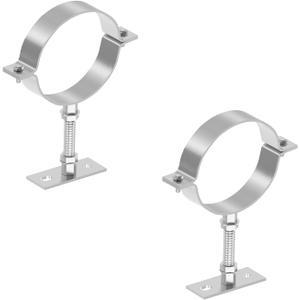 2 Sets 4 Inch Adjustable Pipe Bracket, Heavy Duty Galvanized Steel Split Ring Hanger, Round Supports for Plastic Ventilation Pipe Chimney Drainage Tube