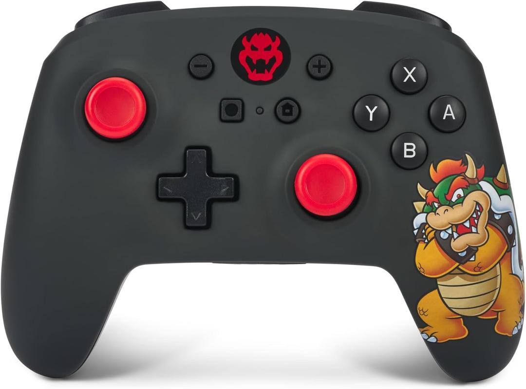 PowerA Wireless Controller for Nintendo Switch, OLED Model and Nintendo Switch Lite, Gamepad, Game Controller, Wired Controller, Bluetooth controller, Officially Licensed- Mario, King Bowser