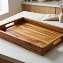 Joy&Grace Acacia Wood Serving Tray with Handles, 16.8" × 12.8"