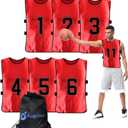 Numbered Soccer Pennies, Scrimmage Vest Sports Pinnies, Team Practice Pinnies, Soccer Bibs Training Vest for Adult Youth 6pcs (Large)