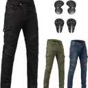 Motorcycle Pants CE Armored Motorbike Jeans Motocross Dirt Bike Riding Gear,Black, M=34W/30L