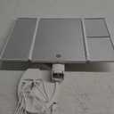 deweisn Floor Mount Tri-Fold Lighted Vanity Mirror with 21 LED Lights, Touch Screen and 3X/2X/1X Magnification, Two Power Supply Modes Make Up Mirror,Travel Mirror (White)