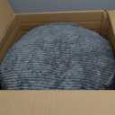 HIGOGOGO Round Stuffed Pouf Ottoman, Corduroy Poufs with Foam Chunk Filling, Furry and Fluffy Pouf Foot Stool Storage Ottoman, 20 X 15 Floor Poufs Foot Rest for Living Room, Dark Grey